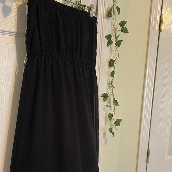 Whimsigoth witchy formal flowy floor length Forever 21 Black Strapless Dress - Picture 7 of 7